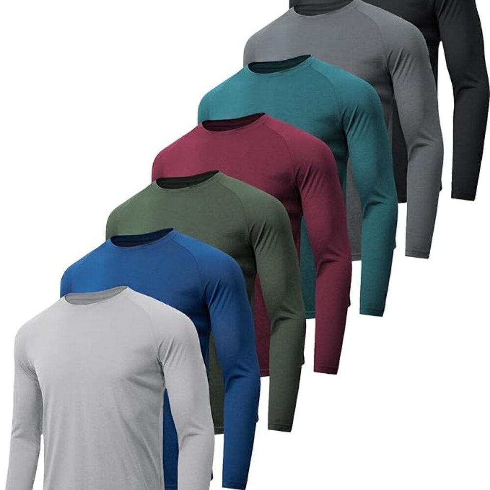 UPF 50+ Long Sleeve Shirts Men 7 Pack Quick Dry